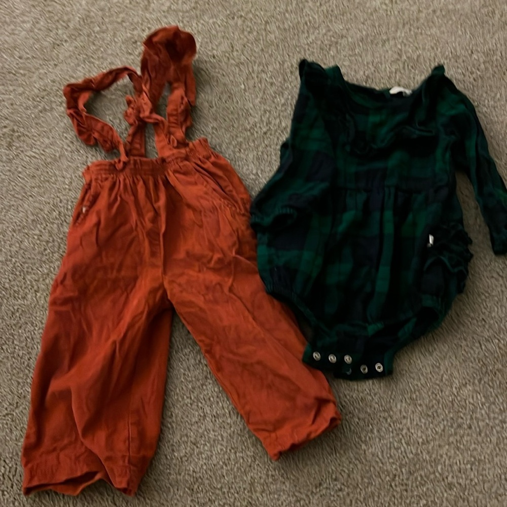 RuffleButts romper and overalls